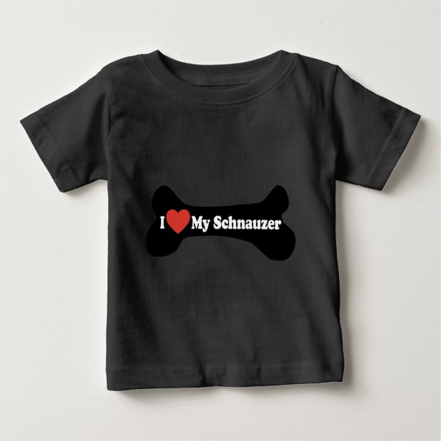 Camiseta De Bebé Me encanta mi Schnauzer - Hueso de perro (Anverso)