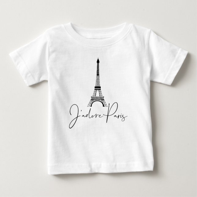 Camiseta De Bebé Me encanta París Torre Eiffel Bonito Blanco (Anverso)