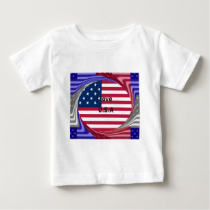 Camiseta De Bebé Me encanta Swirl en EEUU: Impresión de arte patrió