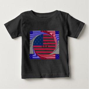 Camiseta De Bebé Me encanta Swirl en EEUU: Impresión de arte patrió