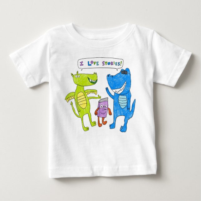 Camiseta De Bebé "Me encantan las historias", camisas de niños rudy (Anverso)