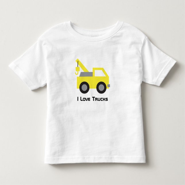 Camiseta De Bebé Me encantan los camiones, el vehículo amarillo par (Anverso)