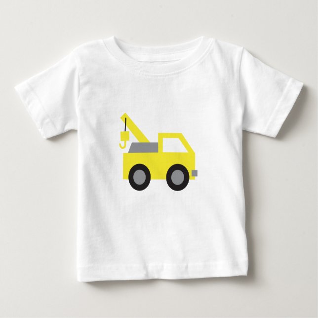 Camiseta De Bebé Me encantan los camiones, el vehículo amarillo par (Anverso)