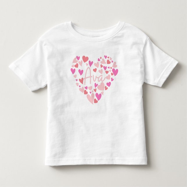 Camiseta De Bebé Me encantan los corazones de Ava en rosa (Anverso)