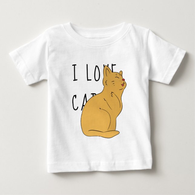 Camiseta De Bebé Me encantan los gatos - Dibujo encantador - Cima b (Anverso)