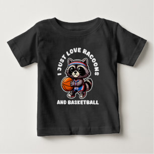 Camiseta De Bebé Me encantan los mapaches y el baloncesto, amante d