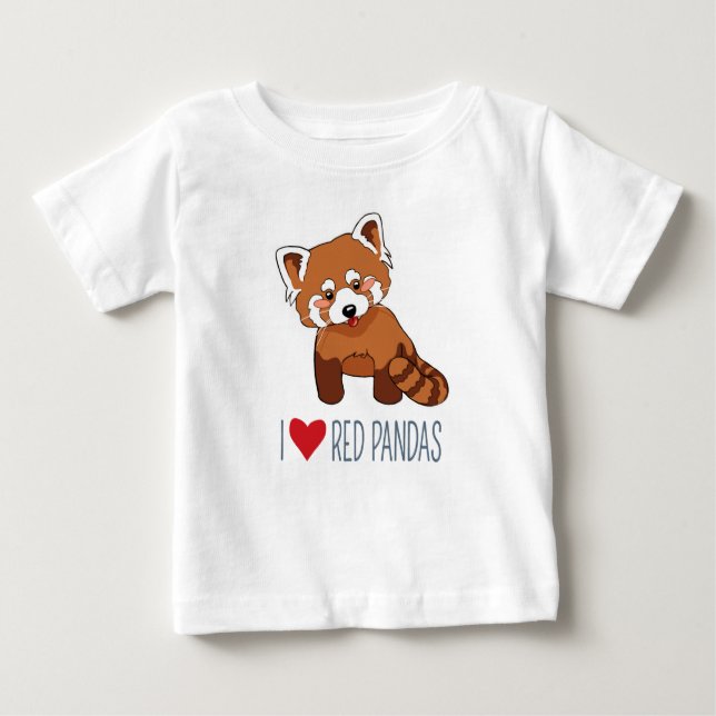 Camiseta De Bebé Me encantan los Pandas Rojos - Panda rojo Personal (Anverso)
