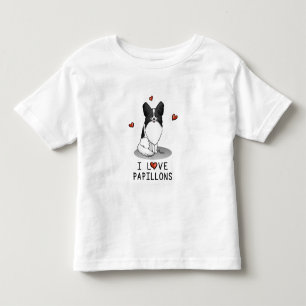 Camiseta De Bebé Me encantan los Papillones (blancos y negros) Cora