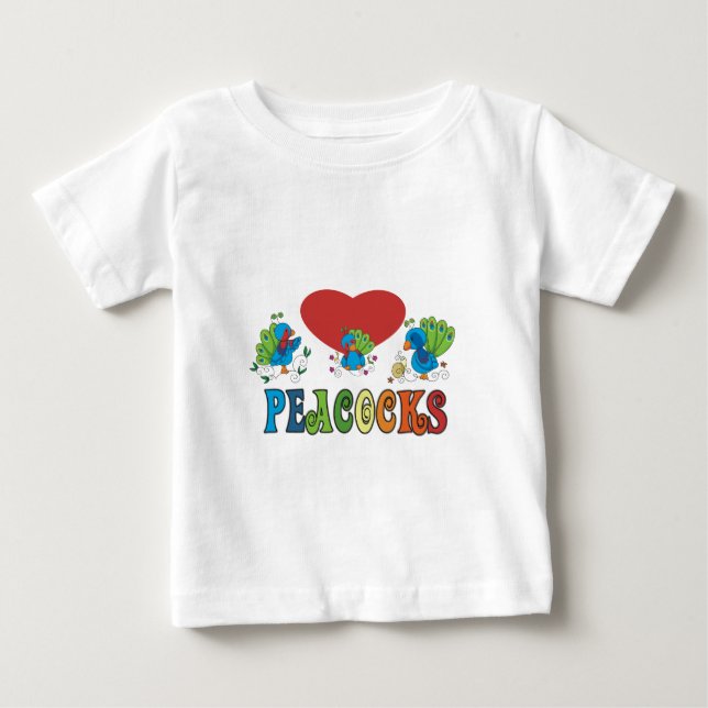 Camiseta De Bebé Me encantan los pavos reales (Anverso)