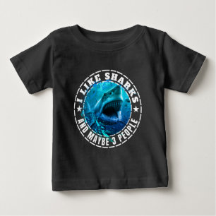 CAMISETA DE BEBÉ ME GUSTAN LOS TIBURONES Y QUIZÁS 3 PERSONAS