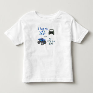 Camiseta De Bebé Me gustan mis coches rápidos y mis camiones grande