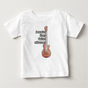 Camiseta De Bebé Me pregunto si mi guitarra me extraña.