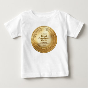 Camiseta De Bebé Medalla de oro realista 3D personalizable y editab