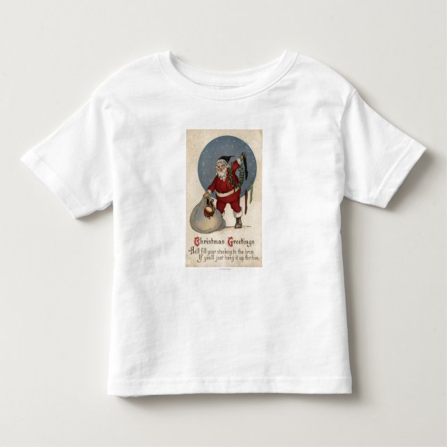 Camiseta De Bebé Media de relleno de Santa al borde (Anverso)
