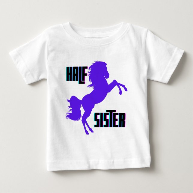 Camiseta De Bebé Media Hermana Poni Morado Hermano (Anverso)
