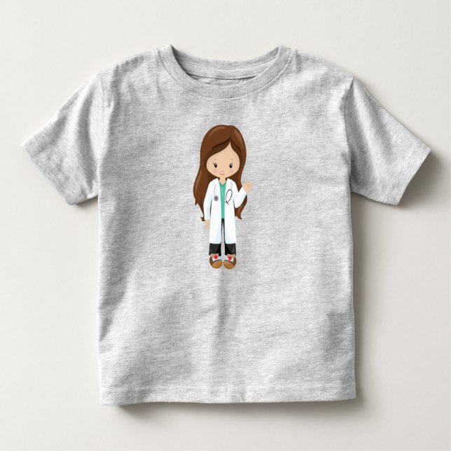 Camiseta De Bebé Médica, Enfermera, Stethoscope, Lab Coat, Pelo Mar (Anverso)