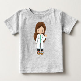 Camiseta De Bebé Médica, Enfermera, Stethoscope, Lab Coat, Pelo Mar