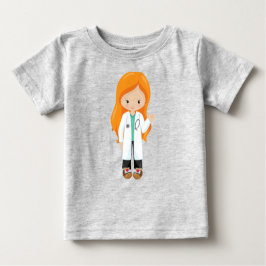 Camiseta De Bebé Médica, Enfermera, Stethoscope, Lab Coat, Pelo Nar