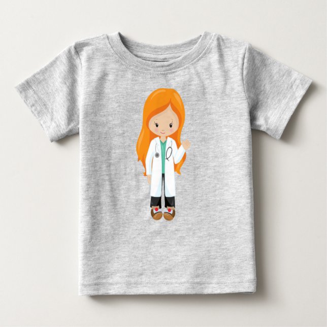 Camiseta De Bebé Médica, Enfermera, Stethoscope, Lab Coat, Pelo Nar (Anverso)