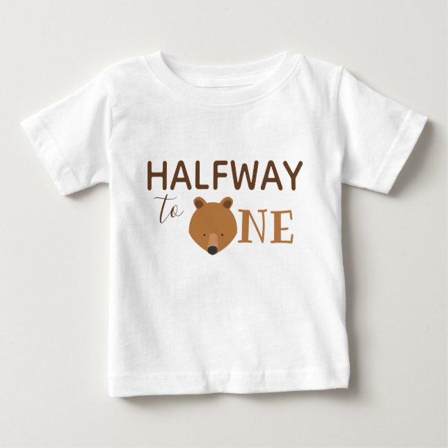 Camiseta De Bebé Medio cumpleaños de oso lindo (Anverso)