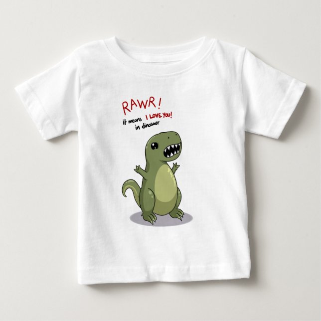 Camiseta De Bebé Medios de Rawr te amo en dinosaurio (Anverso)