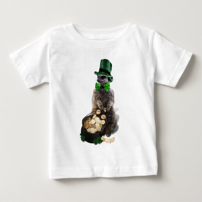 Camiseta De Bebé Meerkat afortunado con el Día de San Patricio (Anverso)