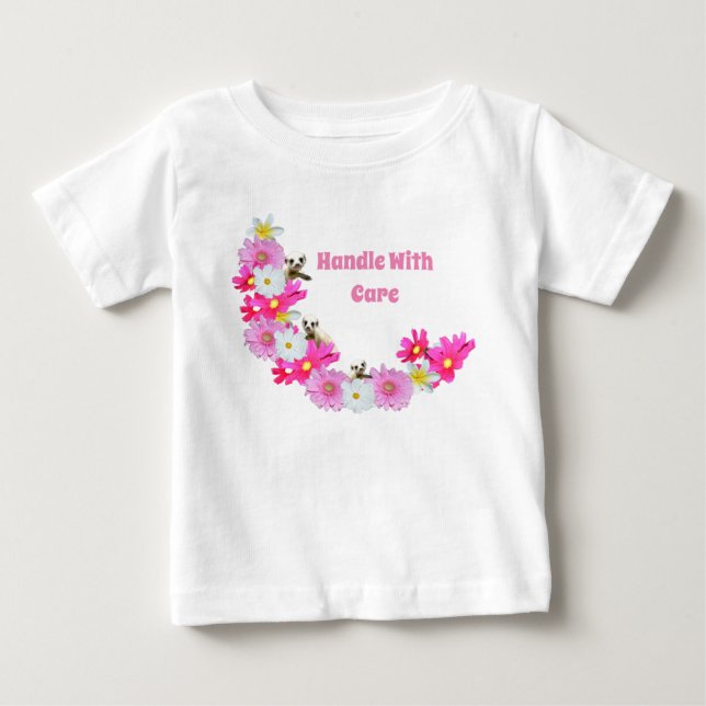 Camiseta De Bebé Meerkat Bebé Y Flores, Camiseta Para Bebés (Anverso)