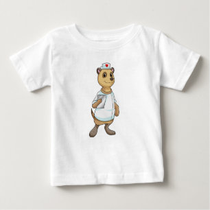 Camiseta De Bebé Meerkat como enfermera con corazón