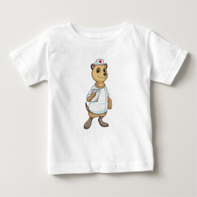 Camiseta De Bebé Meerkat como enfermera con corazón (Anverso)