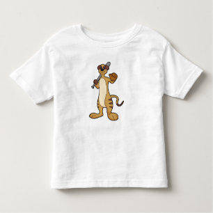 Camiseta De Bebé Meerkat como jugador de béisbol con bate de béisbo