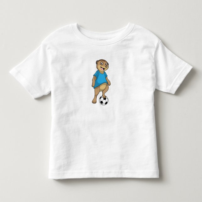 Camiseta De Bebé Meerkat como jugador de fútbol con fútbol (Anverso)