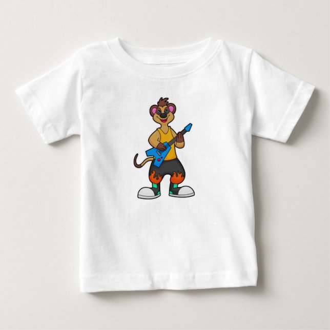 Camiseta De Bebé Meerkat como músico con guitarra (Anverso)