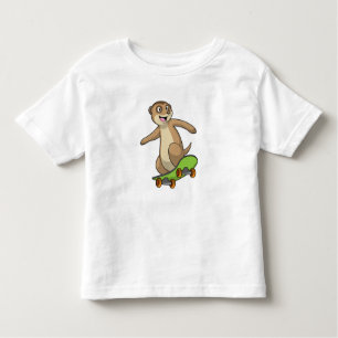 Camiseta De Bebé Meerkat como Skater con Skateboard