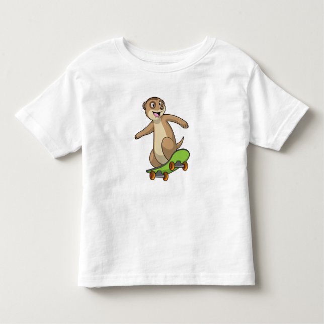 Camiseta De Bebé Meerkat como Skater con Skateboard (Anverso)