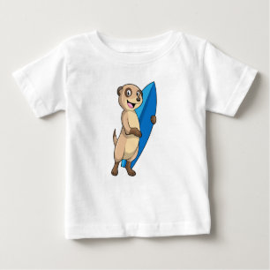 Camiseta De Bebé Meerkat como surfista con Surfboard