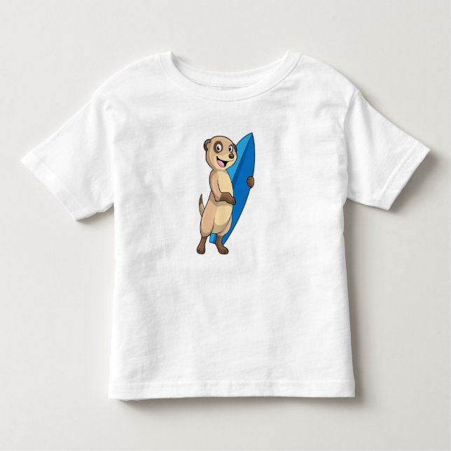Camiseta De Bebé Meerkat como surfista con Surfboard (Anverso)