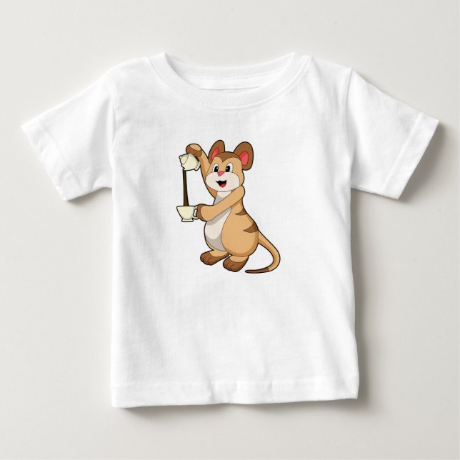 Camiseta De Bebé Meerkat con café y café.PNG (Anverso)