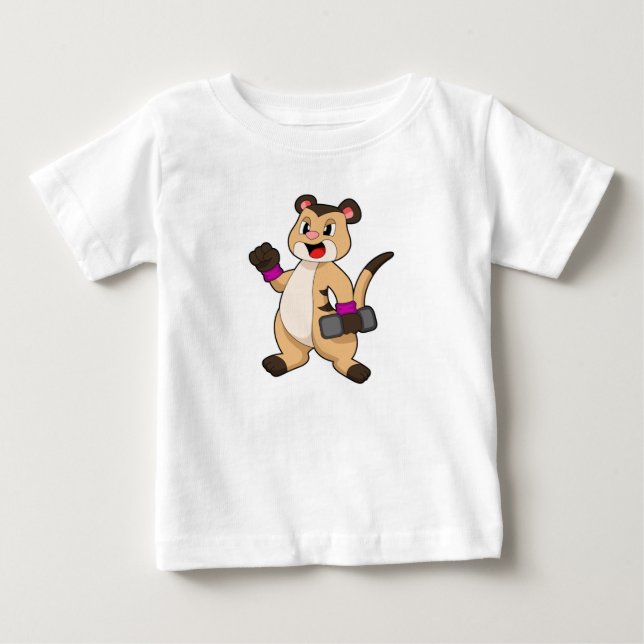 Camiseta De Bebé Meerkat con Dumbbell (Anverso)