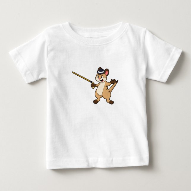 Camiseta De Bebé Meerkat con Gorra y palo para caminar (Anverso)