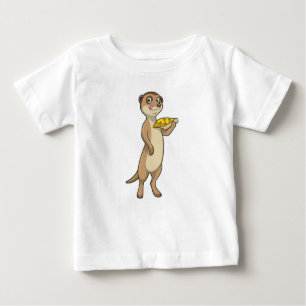 Camiseta De Bebé Meerkat con pizza