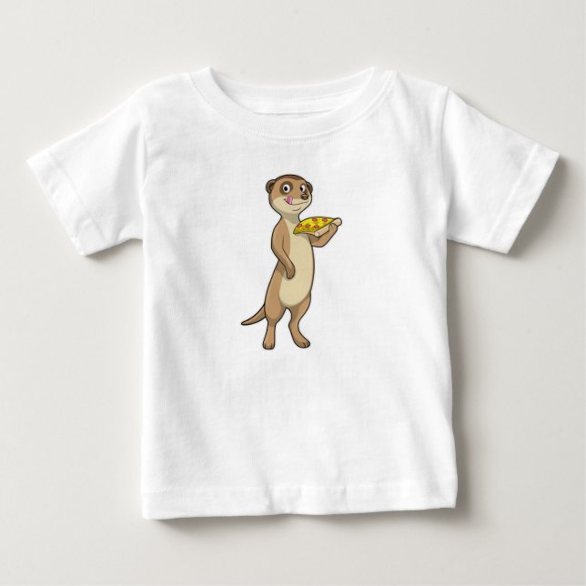 Camiseta De Bebé Meerkat con pizza (Anverso)