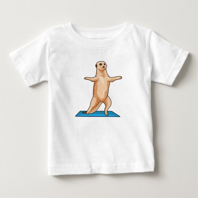 Camiseta De Bebé Meerkat en ejercicio Fitness Stretching (Anverso)