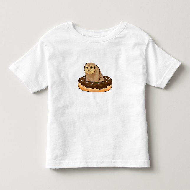 Camiseta De Bebé Meerkat with Donut (Anverso)