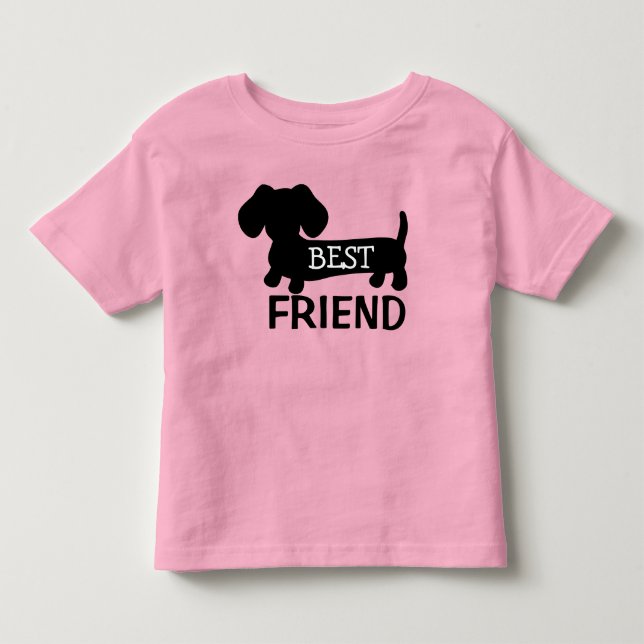 Camiseta De Bebé Mejor Amigo, Dachshund, Pequeño Camisas Rosa (Anverso)