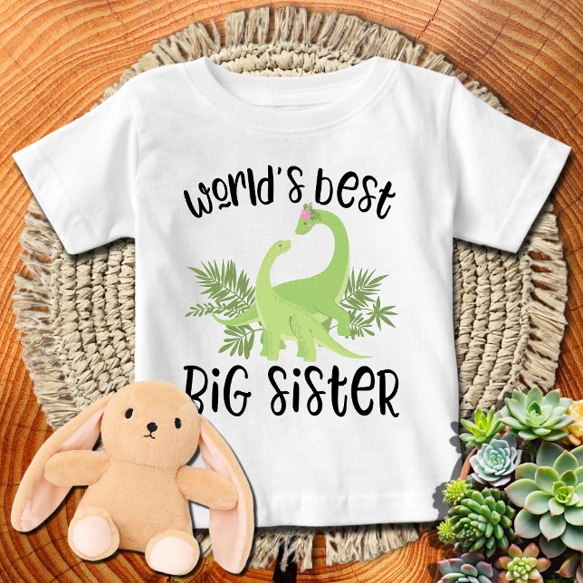 Camiseta De Bebé Mejor Gran Hermana del Mundo de Dinosaurios Verdes (Subido por el creador)