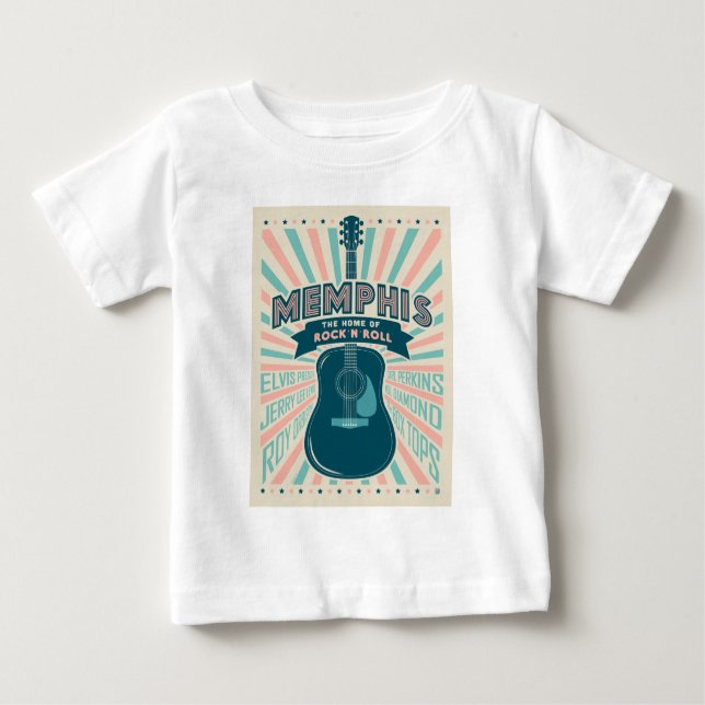 Camiseta De Bebé Memphis, TN: Serie de guitarras | Rock-N-Roll (Anverso)