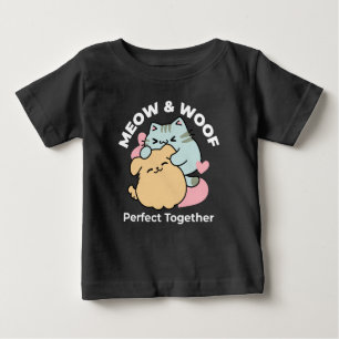 Camiseta De Bebé Meow & Woof Perfect Together: Gato y perro delicio