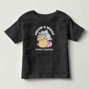 Camiseta De Bebé Meow & Woof Perfect Together: Gato y perro delicio