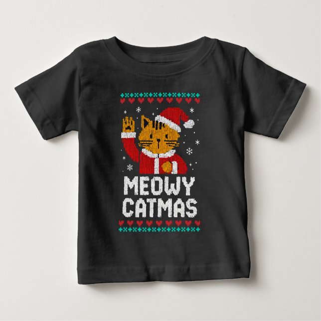 Camiseta De Bebé Meowy Catmas (Anverso)