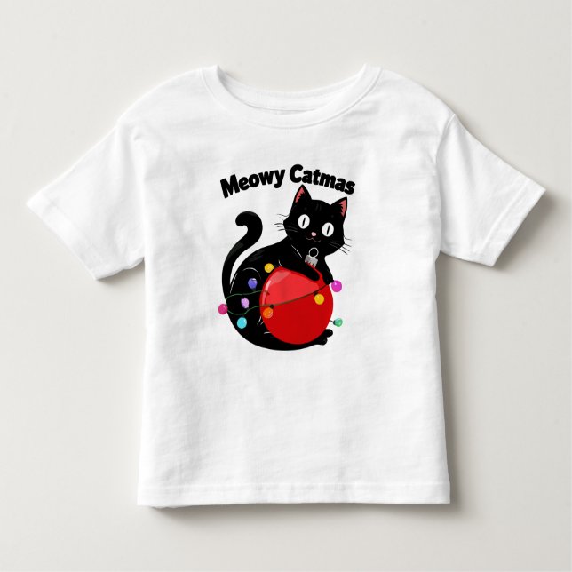 Camiseta De Bebé Meowy Catmas - Cat with Christmas ornament (Anverso)